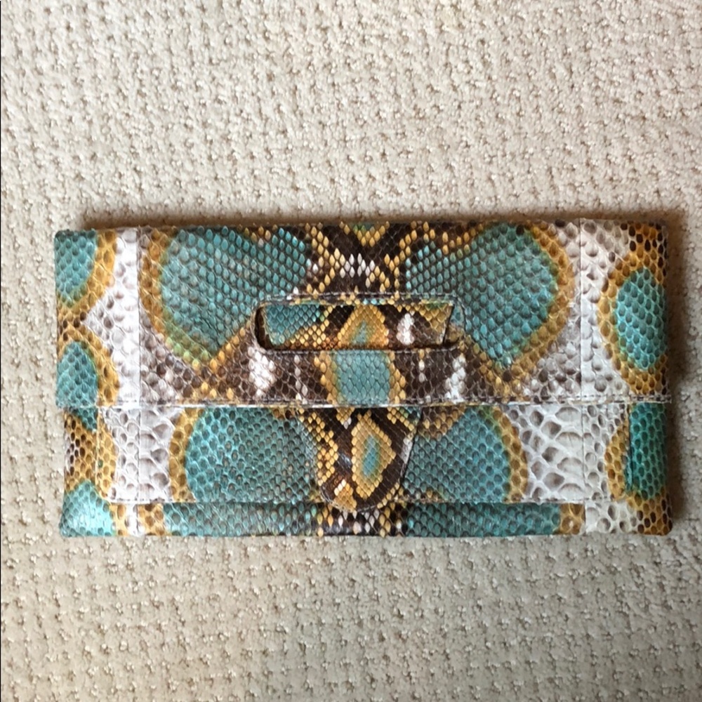 Multicolor animal print clutch